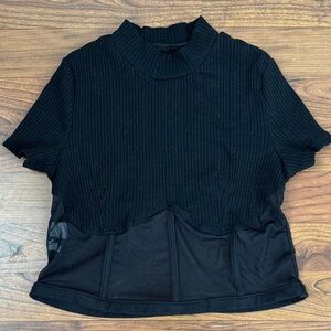 Black Ribbed Crop Top